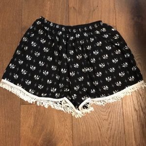 Black fringe shorts